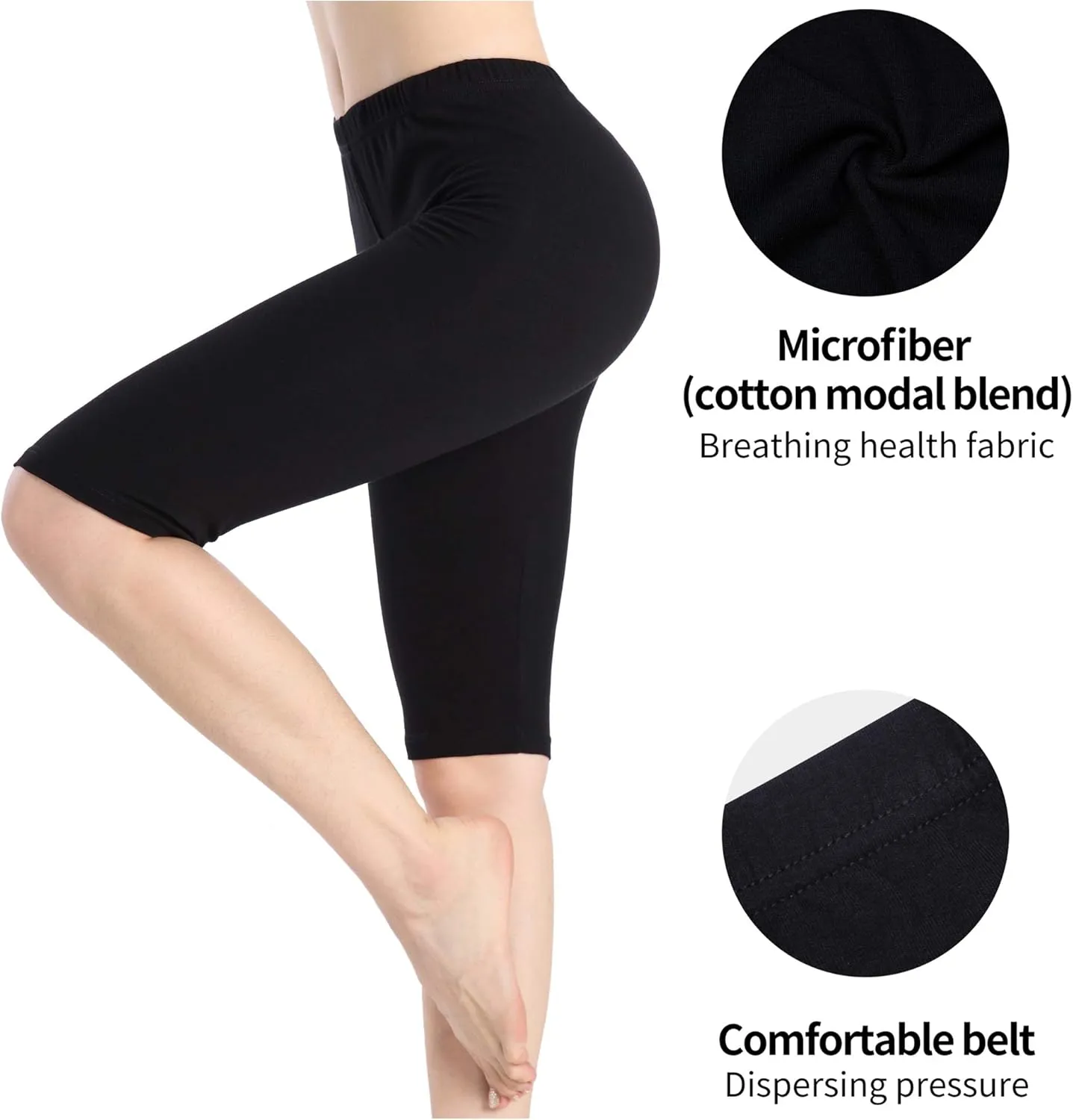 Women Under Dress Tight Shorts Stretch Knee Length Pants Thin Yoga Short Leggings