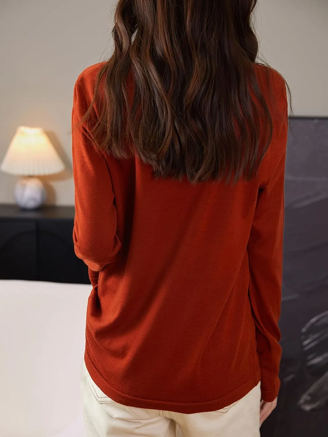 Women's 100% Merino Wool Base Layer Shirt Tops Crewneck Long Sleeve Travel Hiking Tee T Shirt Pullover Sweater