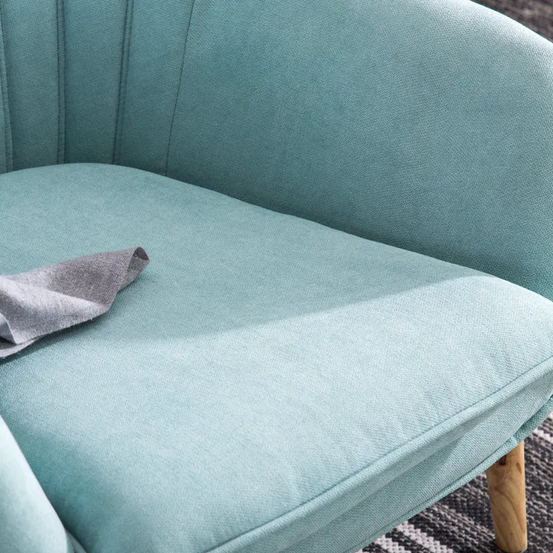 Wooden Legs Armchair Blue 28D Sponge Single Sofa with a Cushion