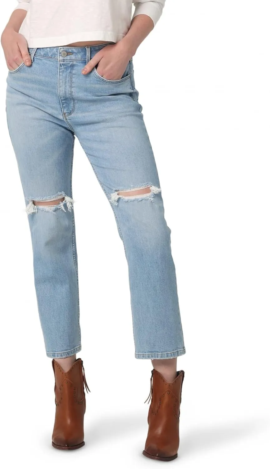 Wrangler Women's High-Rise Rodeo Straight Leg Crop Jean