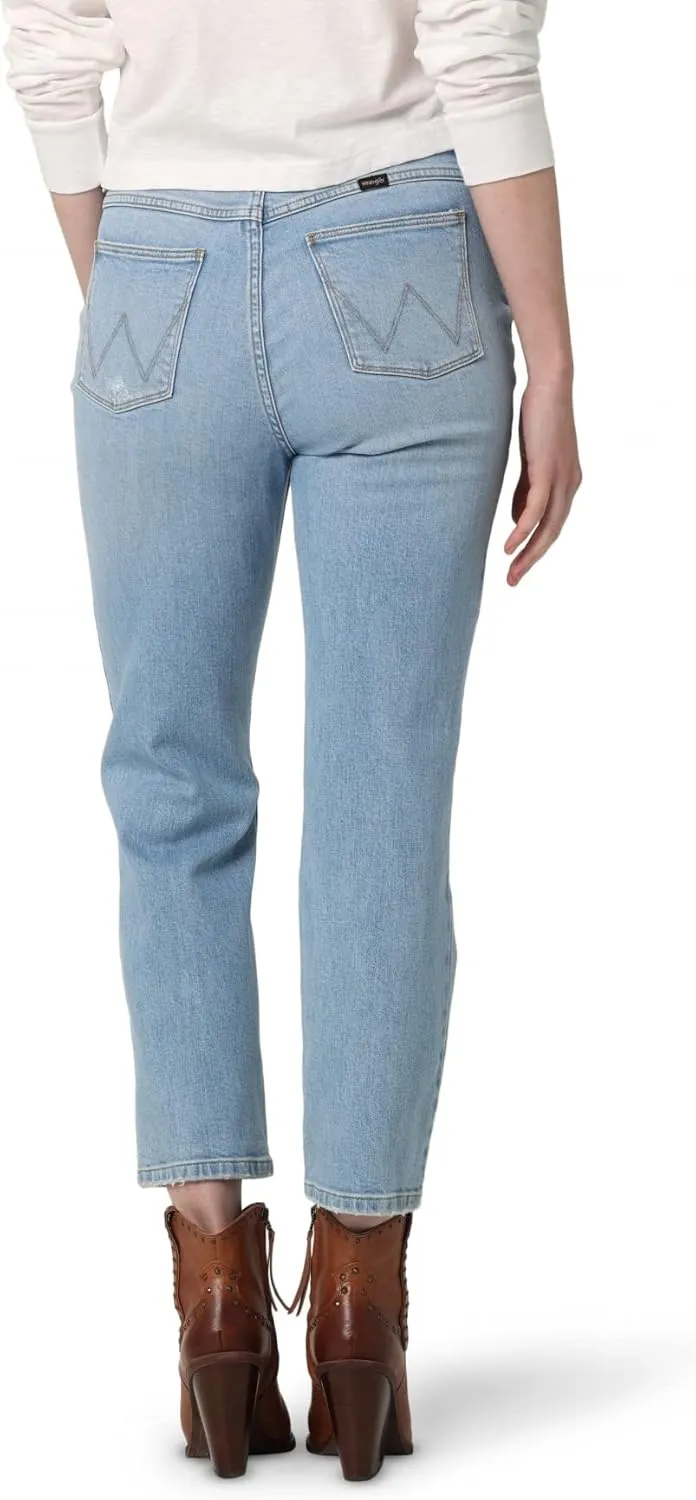 Wrangler Women's High-Rise Rodeo Straight Leg Crop Jean