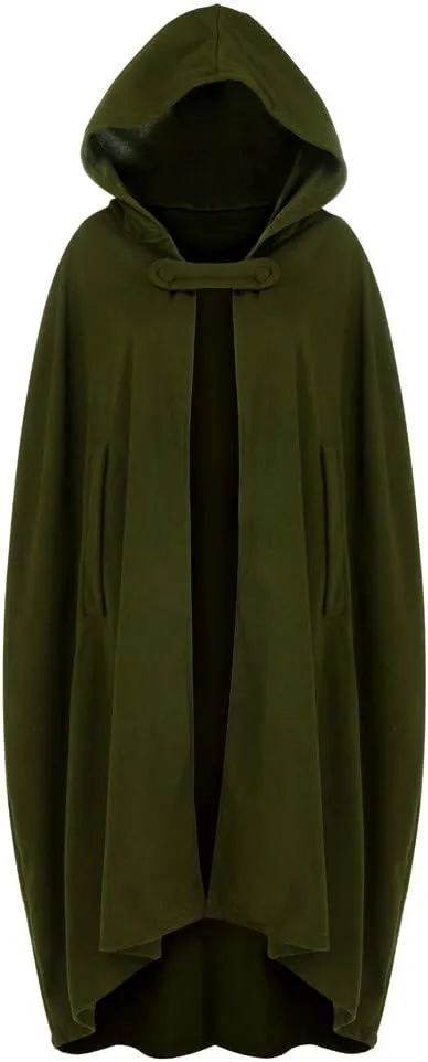 XUNRYAN Womens Cloak Wool Blend Cape Coat Hooded Cloak Maxi Long Cardigans Open Front Poncho Outwear Halloween Costume